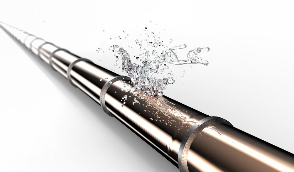 A burst pipe that will be noticed by water leak detection