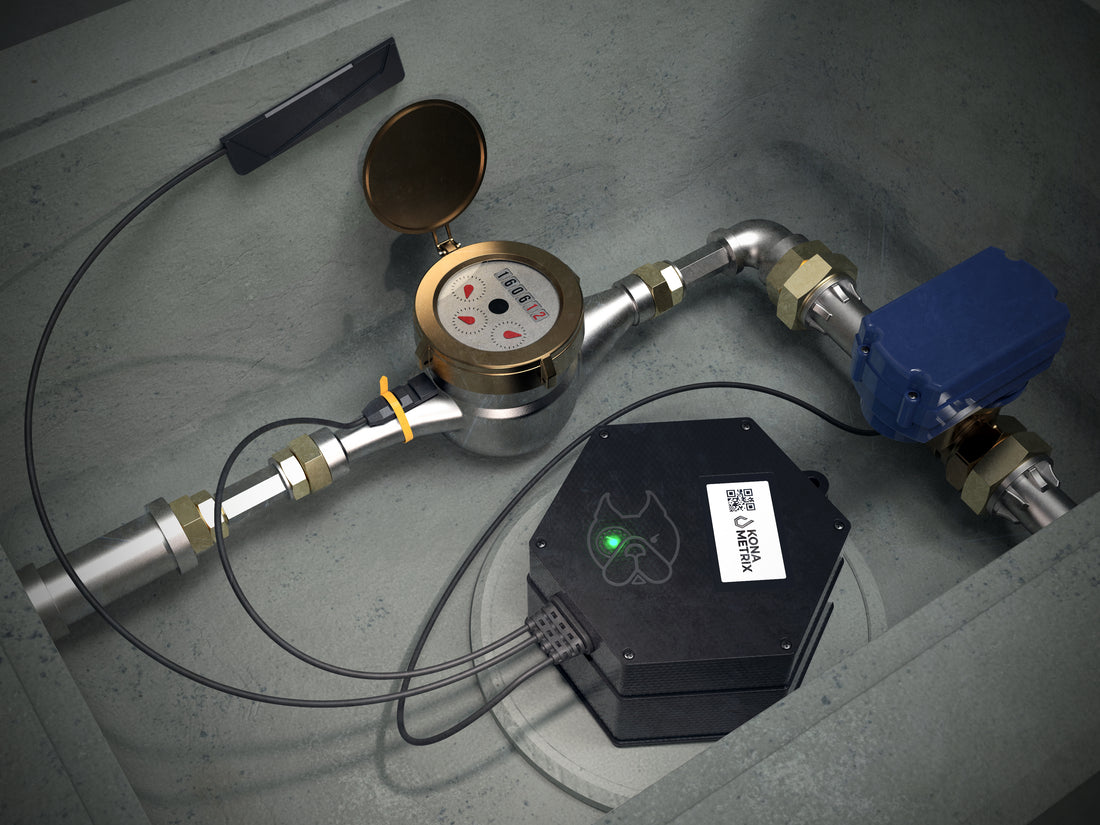 Close-up of leak detection equipment for early leak detection and water conservation