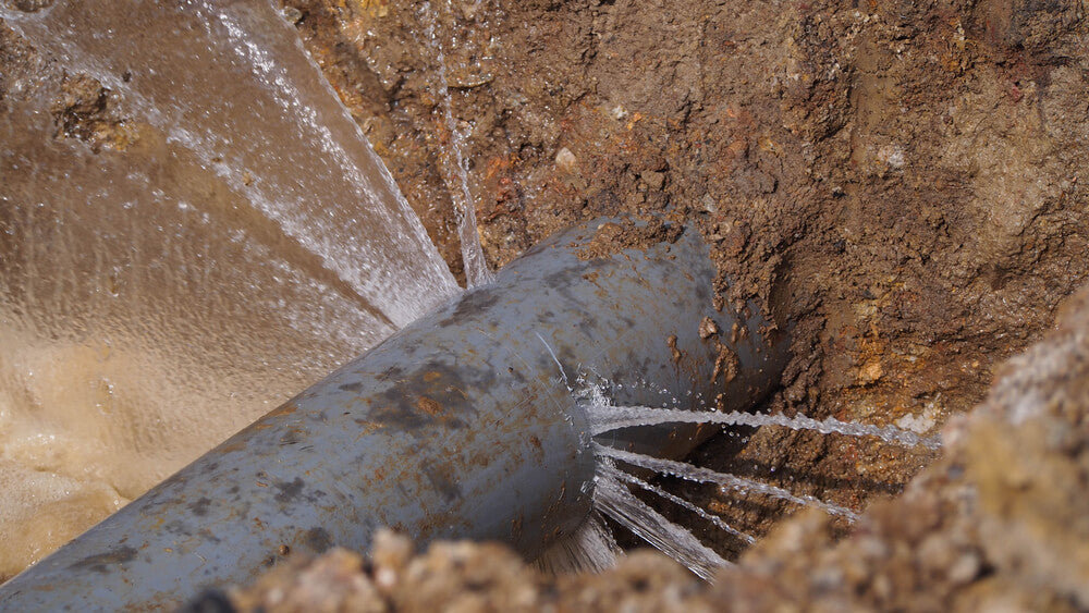 A pipe leak that can be detected with a leak detection tool